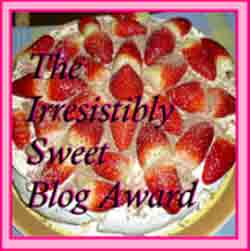 The badge for the Irresistibly Sweet Blog Award