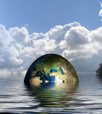 pic showing earth submerging in water if you don't change your lifestyle
