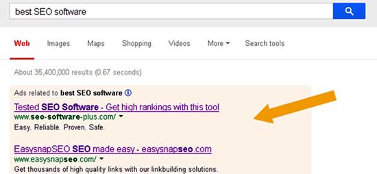 Google search result for best seo software keyword
