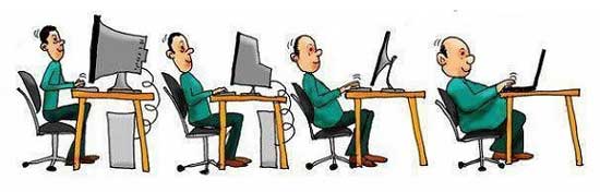 Cartoon strip showing evolution of computer sitting