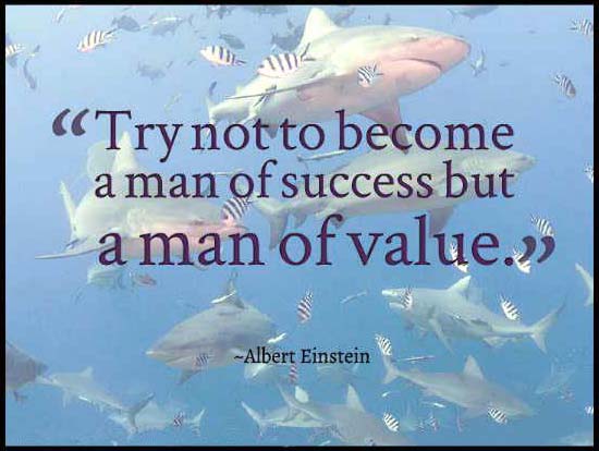 Quote of Einstein on background of sharks