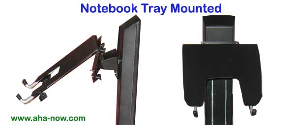 Notebook tray mounted on workstation