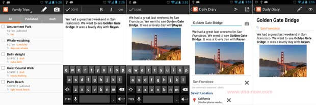 Screenshots of Blogger Android App
