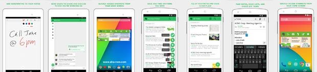 Screenshots of Evernote Android App