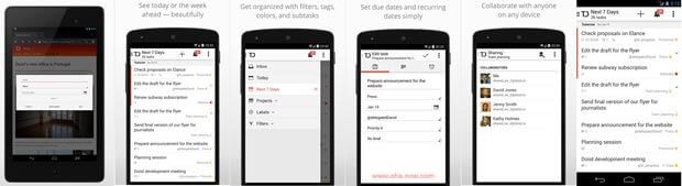 Screenshots of Todoist Android App