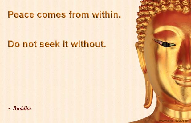 Picture of Buddha and his peace quote