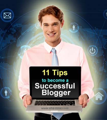 Man with laptop in hand showing how to become a successful blogger