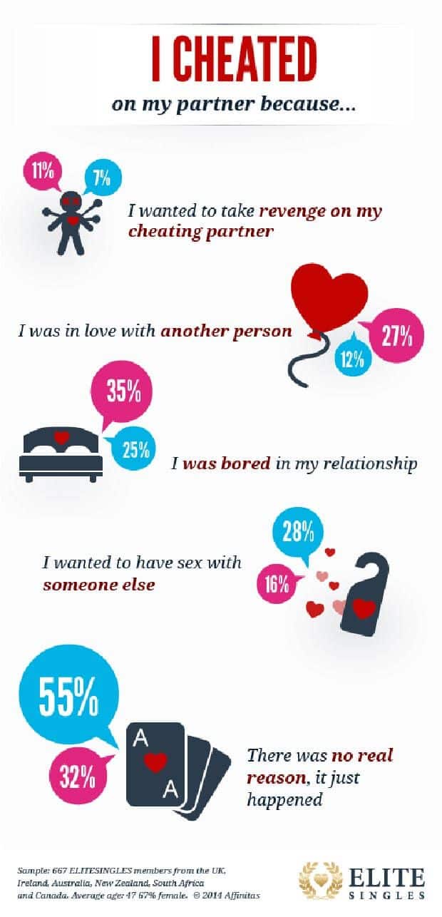 Survey result showing statements of people having cheated on their spouse
