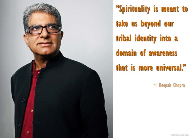 Image of Deepak Chopra with his quote on spirituality