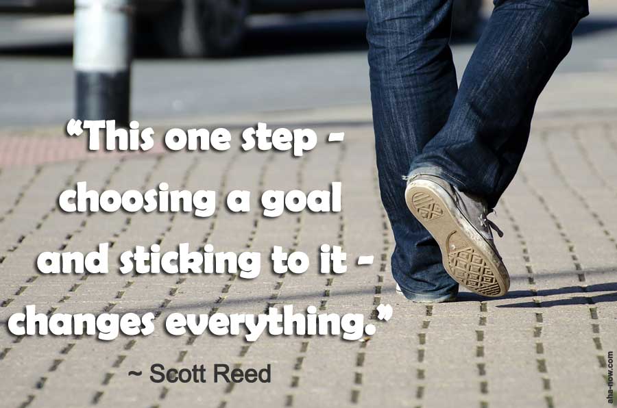 A person taking the first step to choose a smart goal