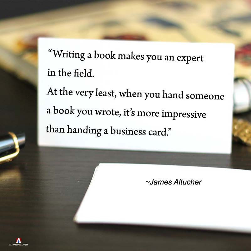 Writing a book quote on a visiting card