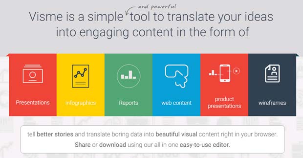 Visme is a simple tool to translate your ideas into engaging content