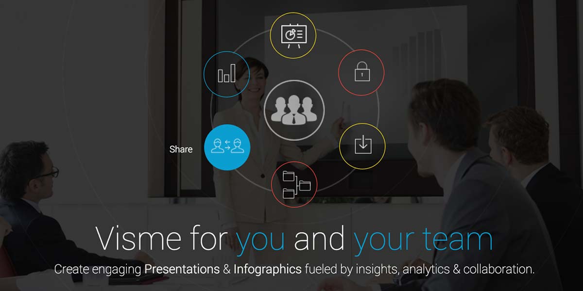 Creating engaging presentations and infographics by Visme team colloboraiton