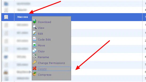 How to delete the htaccess file