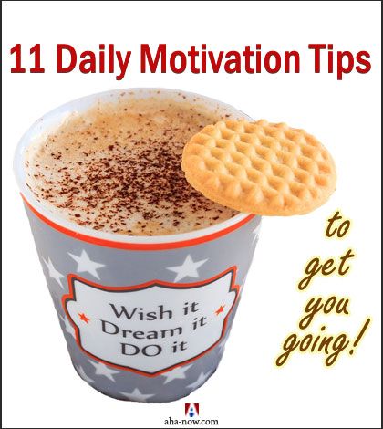 Daily motivation tips written on the coffee mug