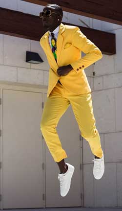 man in yellow suit