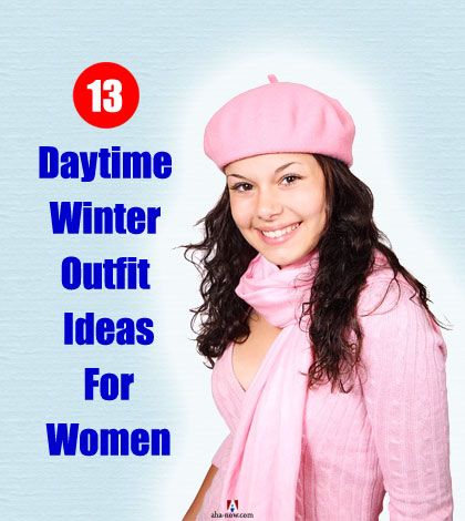 Girl displaying pink winter outfit for women