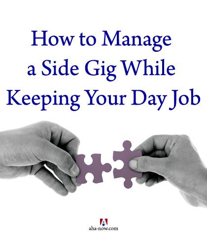 Joining two puzzle pieces by hand as a symbol of how to manage a side gig along with a day job