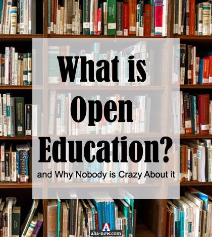 Caption what is open education on image of books library