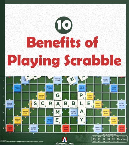 picture of scrabble board game with text 10 benefits of playing scrabble
