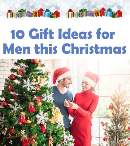 Woman giving gift to man on Christmas