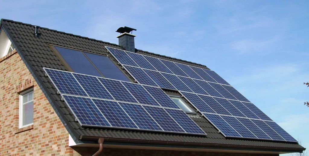 solar energy panels on roof of a house
