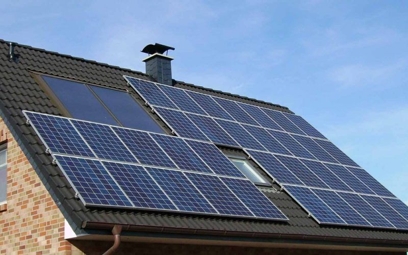 solar energy panels on roof of a house
