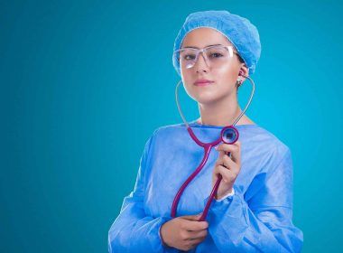 Nurse with stethoscope after passing the course