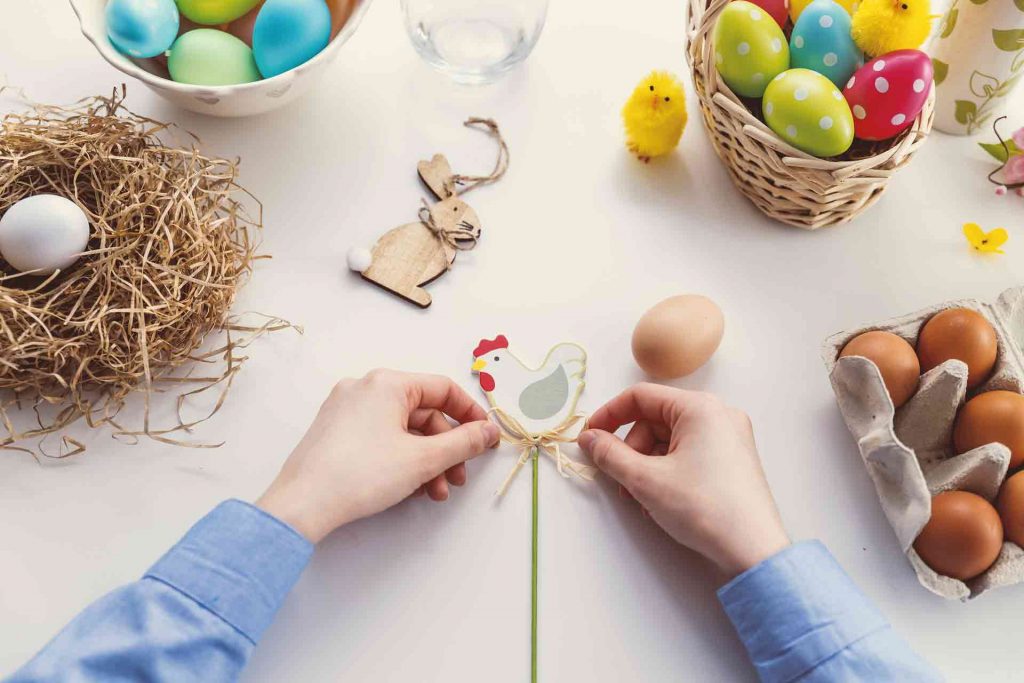 Person using creativity to make Easter decorations